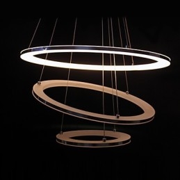 Lampada a sospensione moderna a 3 anelli in acrilico, LED integrato, argento