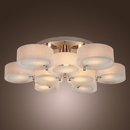 Lampadario moderno contemporaneo a filo in metallo cromato con diffusore in acrilico bianco