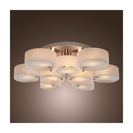 Lampadario moderno contemporaneo a filo in metallo cromato con diffusore in acrilico bianco