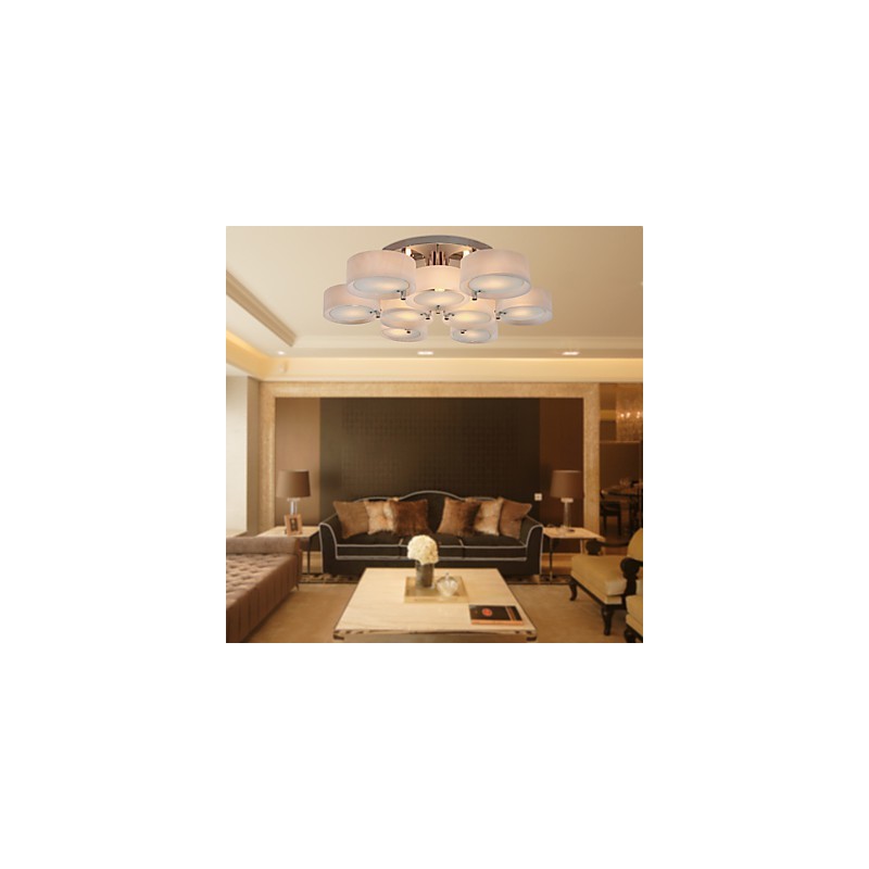 Lampadario moderno contemporaneo a filo in metallo cromato con diffusore in acrilico bianco