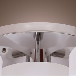 Lampadario moderno contemporaneo a filo in metallo cromato con diffusore in acrilico bianco