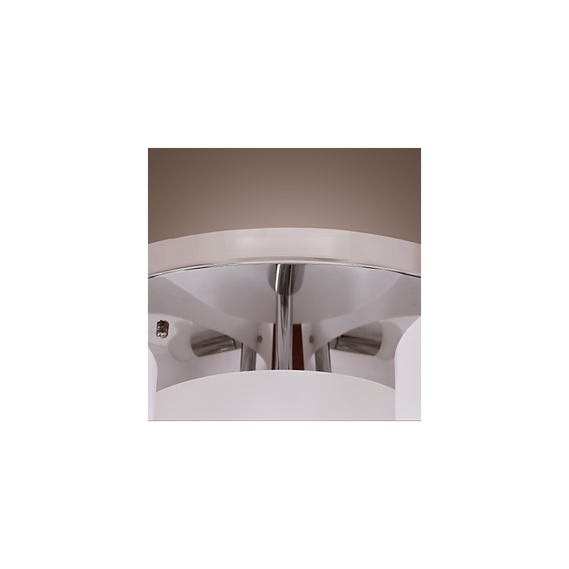 Lampadario moderno contemporaneo a filo in metallo cromato con diffusore in acrilico bianco