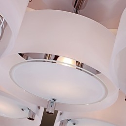 Lampadario moderno contemporaneo a filo in metallo cromato con diffusore in acrilico bianco