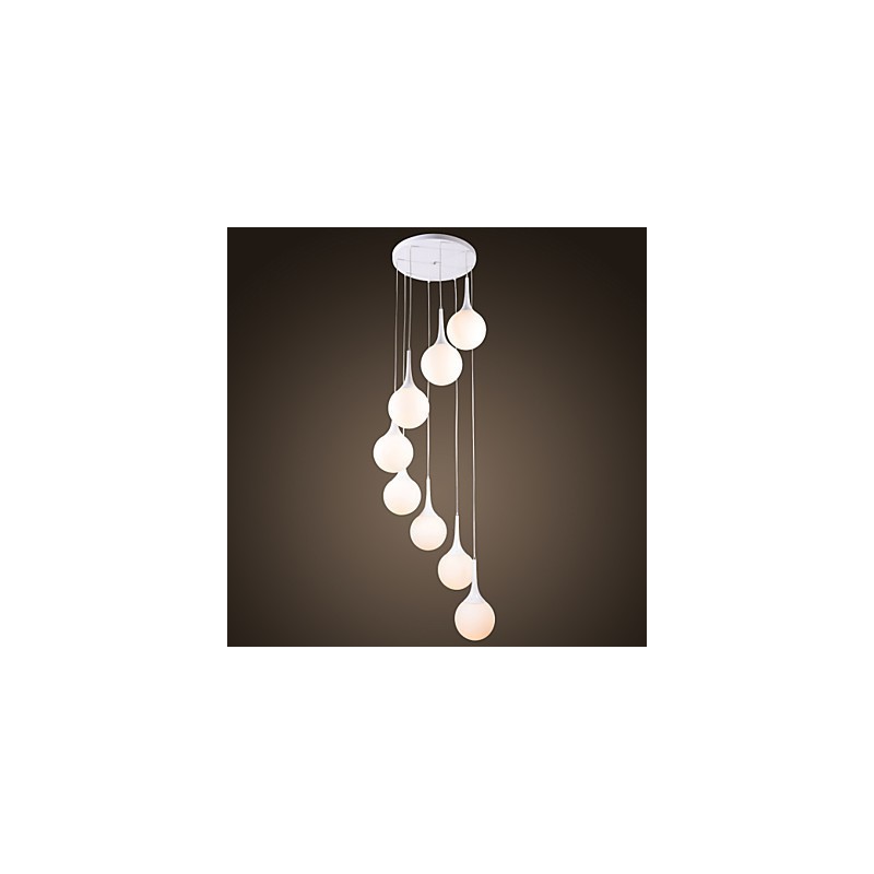 Lampada a sospensione globo moderna contemporanea in vetro bianco galvanizzato