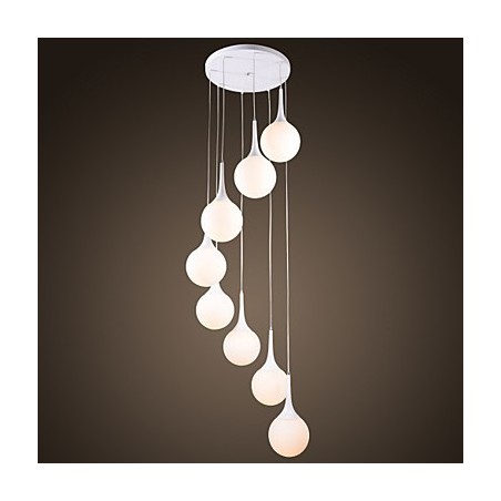 Lampada a sospensione globo moderna contemporanea in vetro bianco galvanizzato