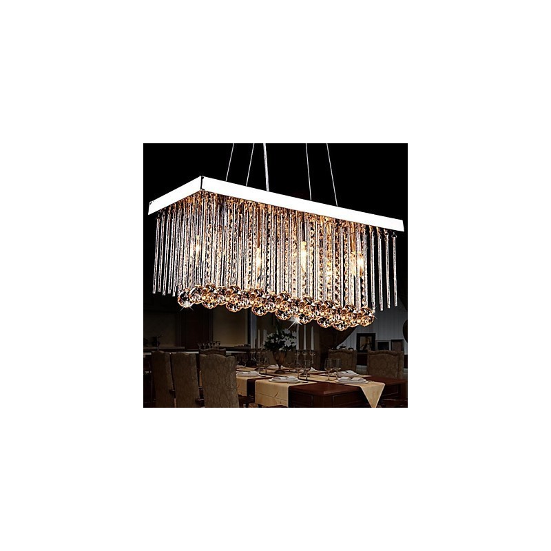Lampadario in cristallo e metallo per cameretta 6 luci E12/E14 regolabile 30 x 50 cm