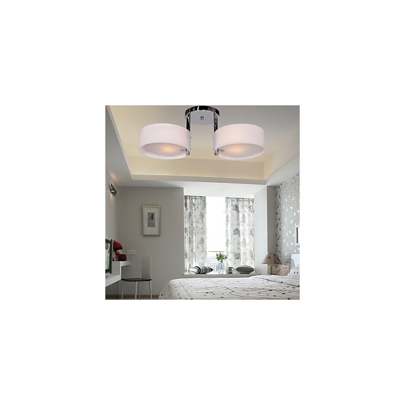 Lampadario moderno contemporaneo a filo in metallo cromato con diffusore acrilico bianco