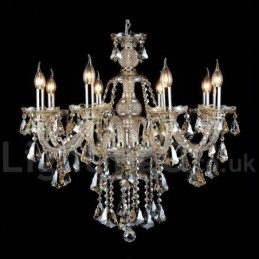Lampadario moderno in cristallo K9 cognac retrò a 8 luci