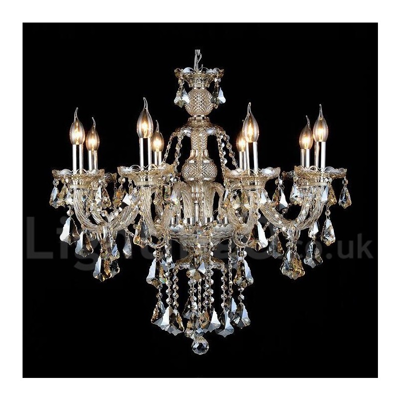 Lampadario moderno in cristallo K9 cognac retrò a 8 luci