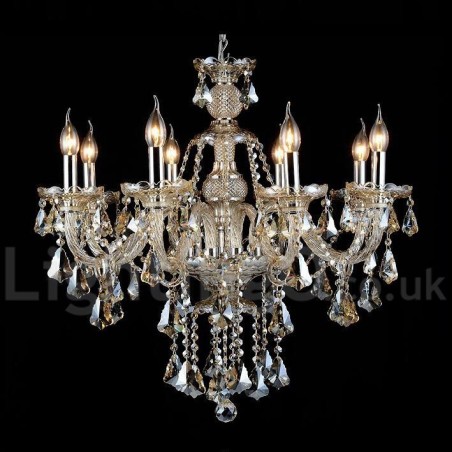 Lampadario moderno in cristallo K9 cognac retrò a 8 luci