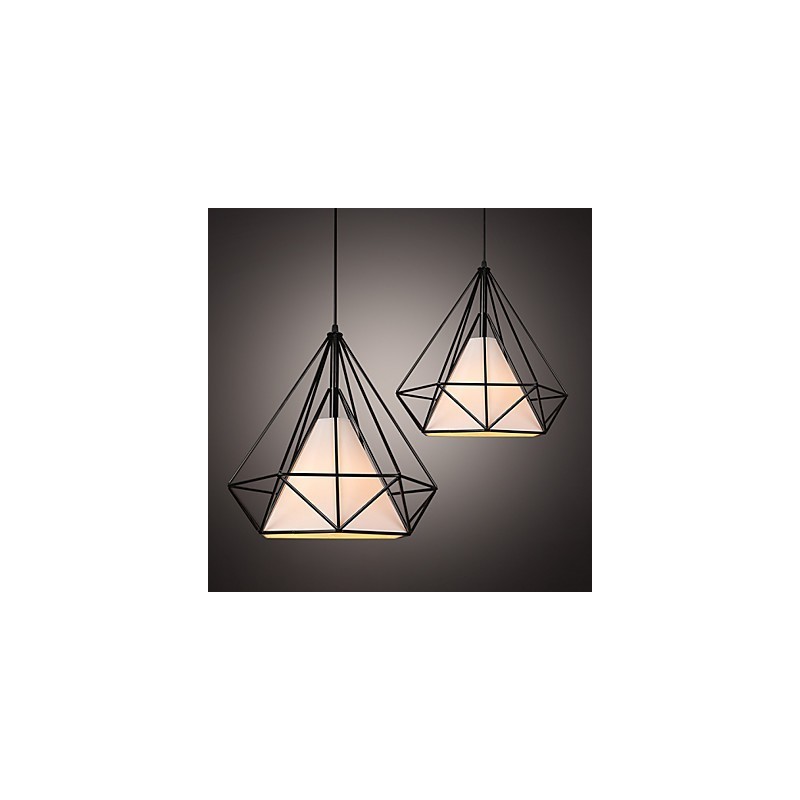 Lampada a sospensione industriale vintage in ferro battuto a gabbia a lanterna