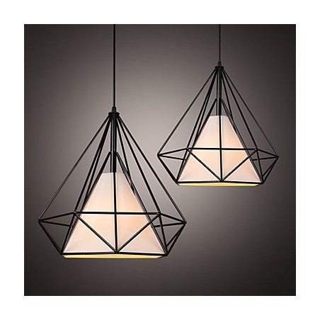 Lampada a sospensione industriale vintage in ferro battuto a gabbia a lanterna