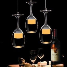Lampadario a sospensione in vetro cromato a 3 luci