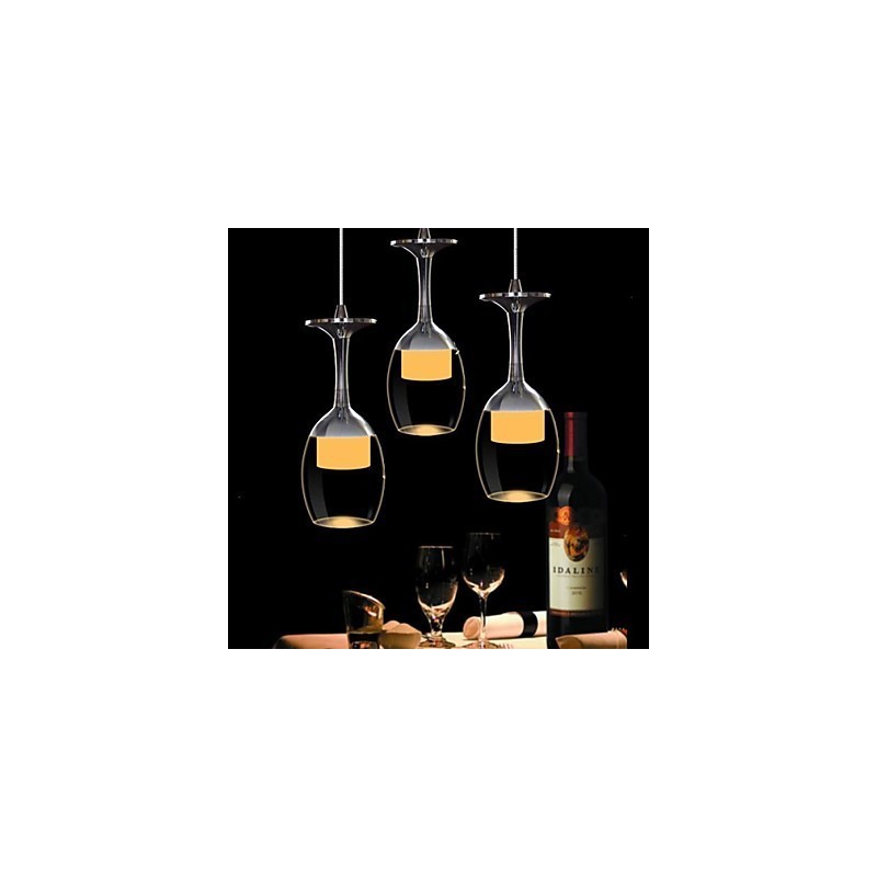 Lampadario a sospensione in vetro cromato a 3 luci