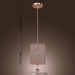 Lampada a sospensione cilindrica a goccia in cristallo