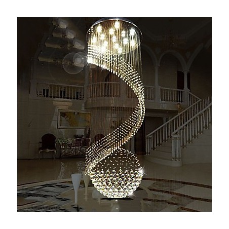 Lampadario a sospensione moderno in cristallo K9 trasparente, struttura argentata, 1 lampadina GU10
