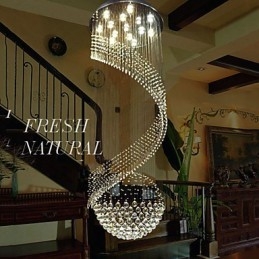 Lampadario a sospensione moderno in cristallo K9 trasparente, struttura argentata, 1 lampadina GU10
