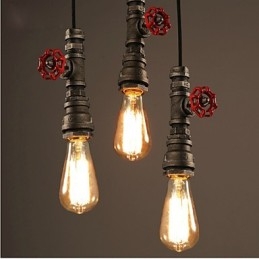 Lampada a sospensione retrò industriale in metallo multicolore con 3 luci
