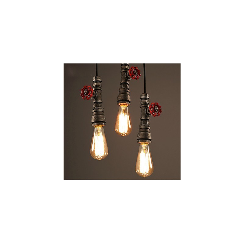 Lampada a sospensione retrò industriale in metallo multicolore con 3 luci