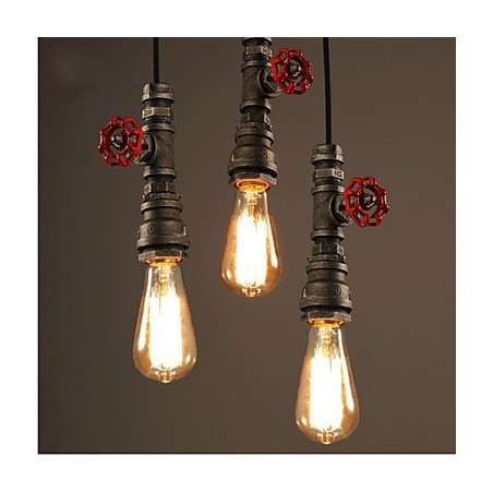 Lampada a sospensione retrò industriale in metallo multicolore con 3 luci