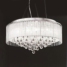Lampada a sospensione in cristallo cromato a tamburo moderna 60 cm