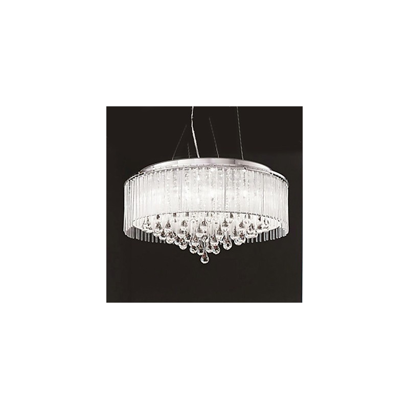 Lampada a sospensione in cristallo cromato a tamburo moderna 60 cm