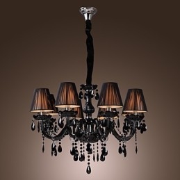 Lampadario moderno in cristallo nero 8 luci