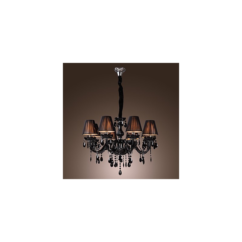 Lampadario moderno in cristallo nero 8 luci