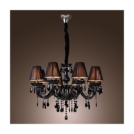 Lampadario moderno in cristallo nero 8 luci