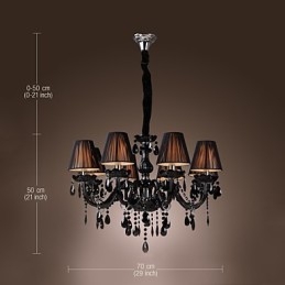 Lampadario moderno in cristallo nero 8 luci
