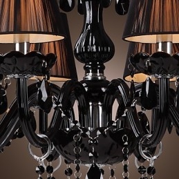 Lampadario moderno in cristallo nero 8 luci