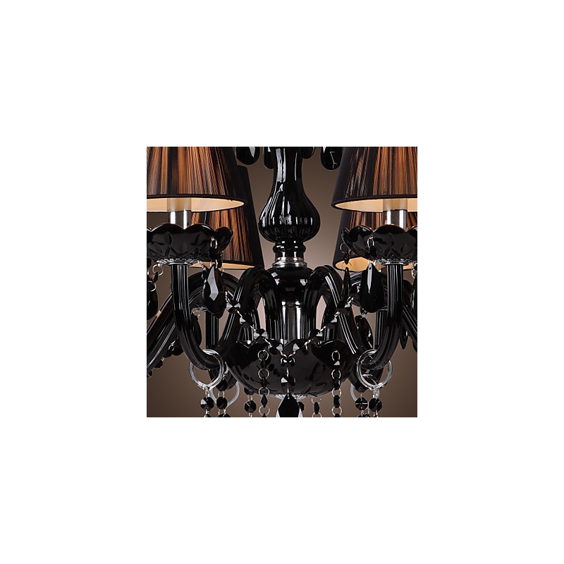 Lampadario moderno in cristallo nero 8 luci