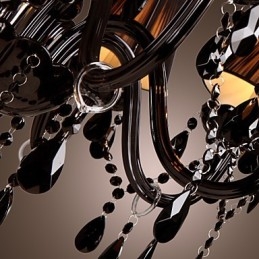 Lampadario moderno in cristallo nero 8 luci
