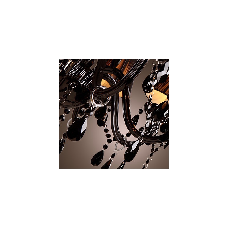 Lampadario moderno in cristallo nero 8 luci