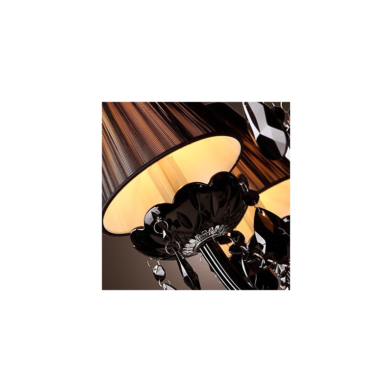 Lampadario moderno in cristallo nero 8 luci