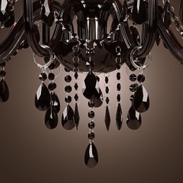 Lampadario moderno in cristallo nero 8 luci