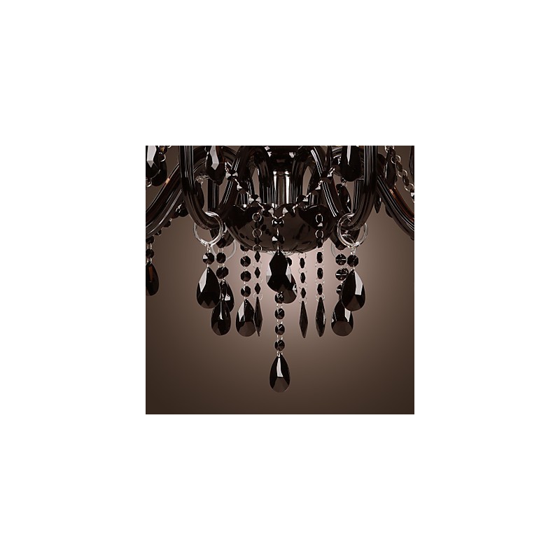 Lampadario moderno in cristallo nero 8 luci