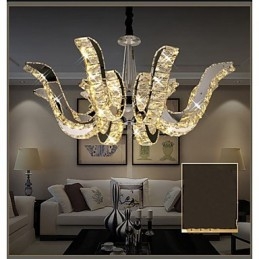 Lampada a sospensione moderna in cristallo, LED integrato, 3 luci, argento