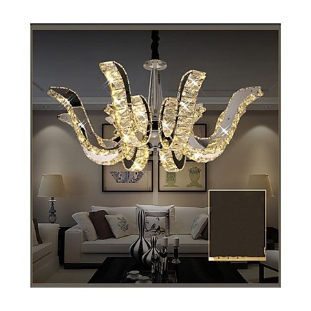 Lampada a sospensione moderna in cristallo, LED integrato, 3 luci, argento