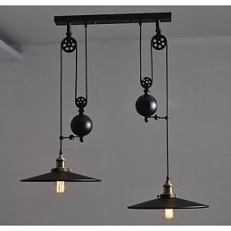 Lampada a sospensione moderna in metallo nero, 3 luci E26/E27, 70 cm