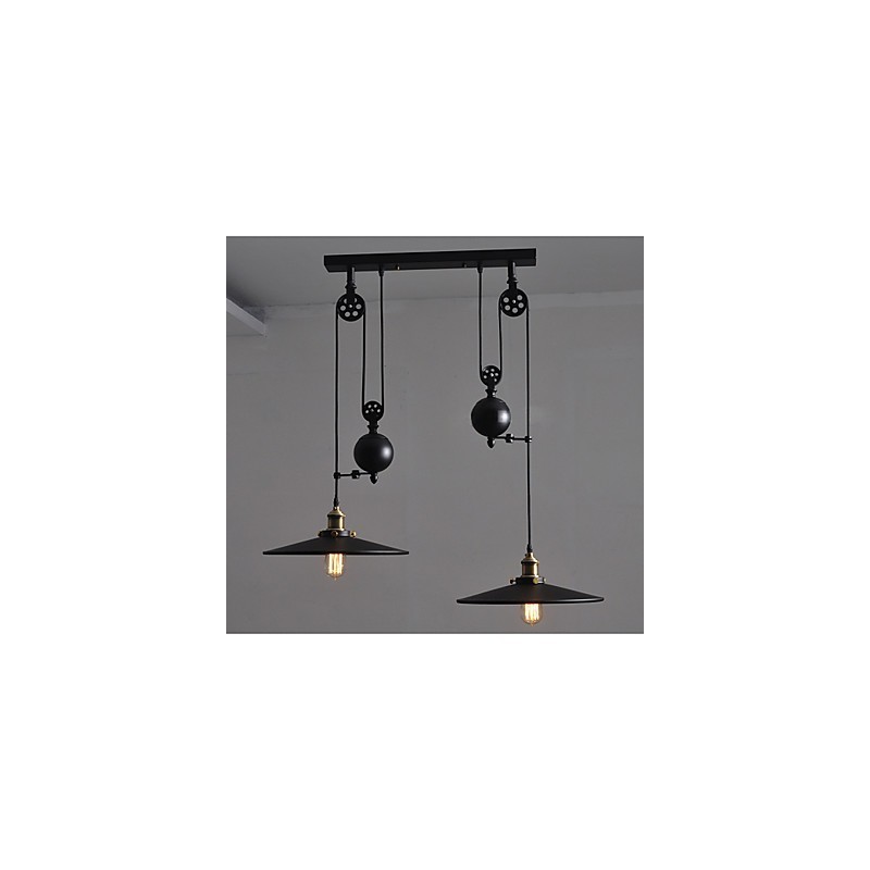 Lampada a sospensione moderna in metallo nero, 3 luci E26/E27, 70 cm