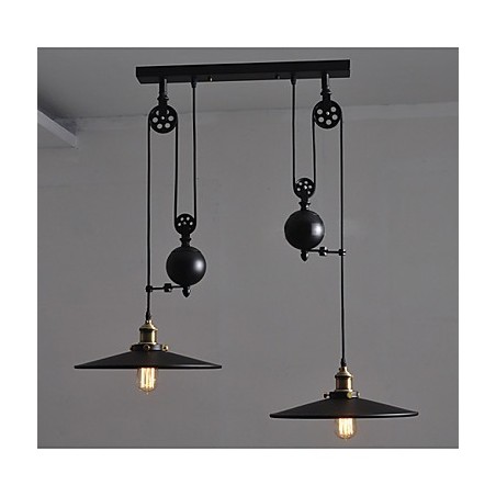 Lampada a sospensione moderna in metallo nero, 3 luci E26/E27, 70 cm
