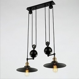 Lampada a sospensione moderna in metallo nero, 3 luci E26/E27, 70 cm