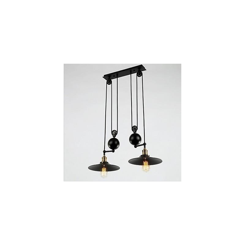 Lampada a sospensione moderna in metallo nero, 3 luci E26/E27, 70 cm