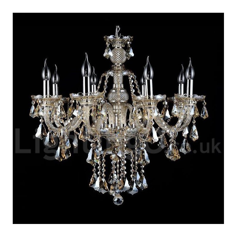 Lampadario moderno in cristallo K9 cognac retrò a 8 luci
