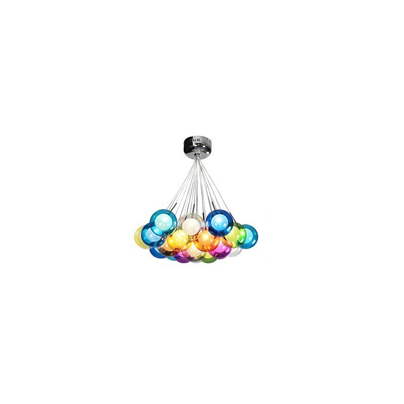 Lampada a sospensione globo in vetro multicolore con 19 luci