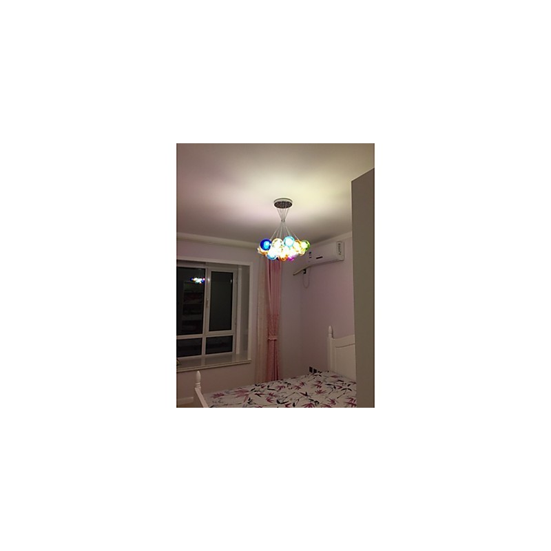 Lampada a sospensione globo in vetro multicolore con 19 luci