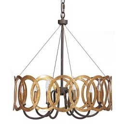 Lampadario classico tradizionale in metallo dorato a 1 livello, stile candela
