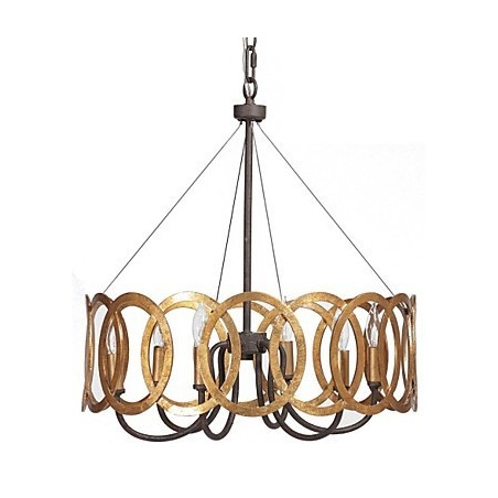 Lampadario classico tradizionale in metallo dorato a 1 livello, stile candela