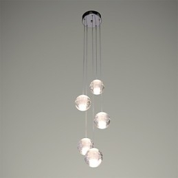 Lampada a sospensione moderna in cristallo cromato G4 per scale